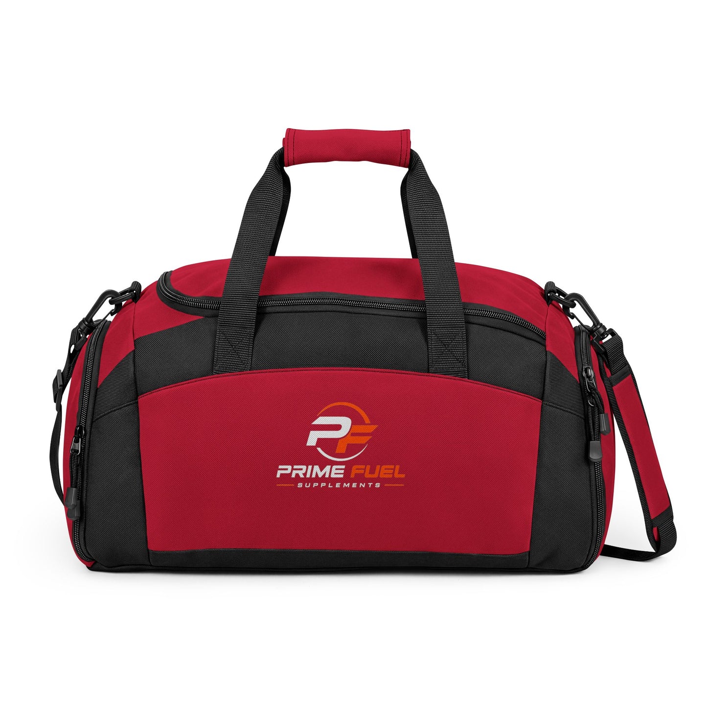 Prime Fuel Logo Gym Bag — Durable Workout Duffle with Side Pockets