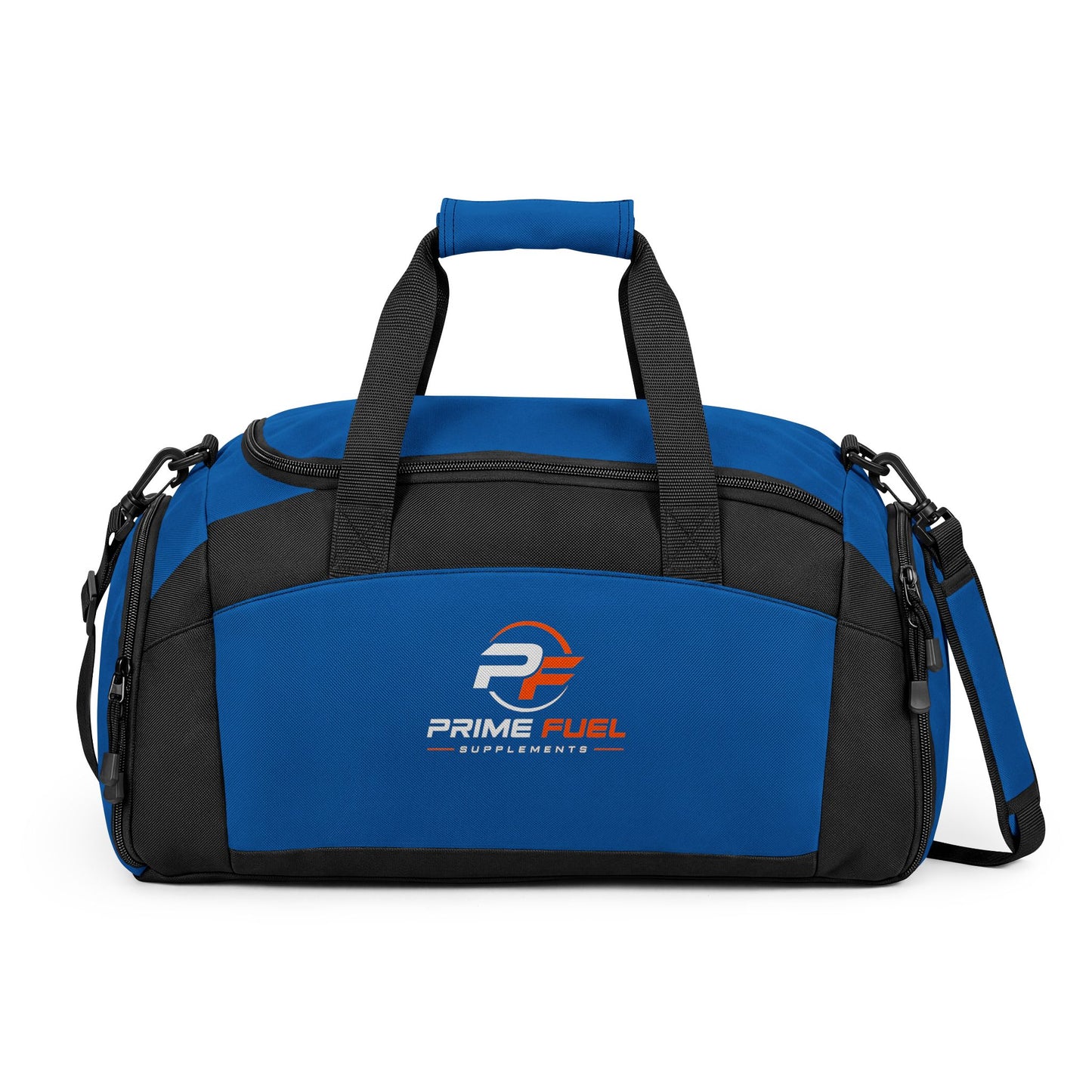 Prime Fuel Logo Gym Bag — Durable Workout Duffle with Side Pockets