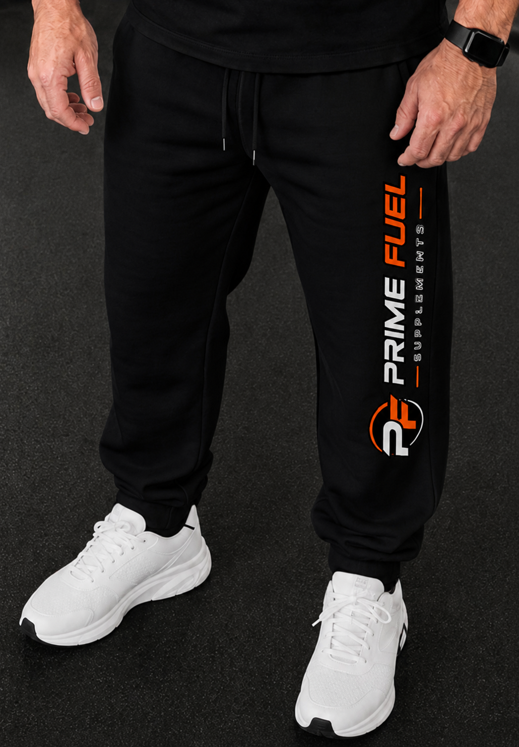 Prime Fuel Logo Sweatpants — Branded Athletic Joggers - BLACK
