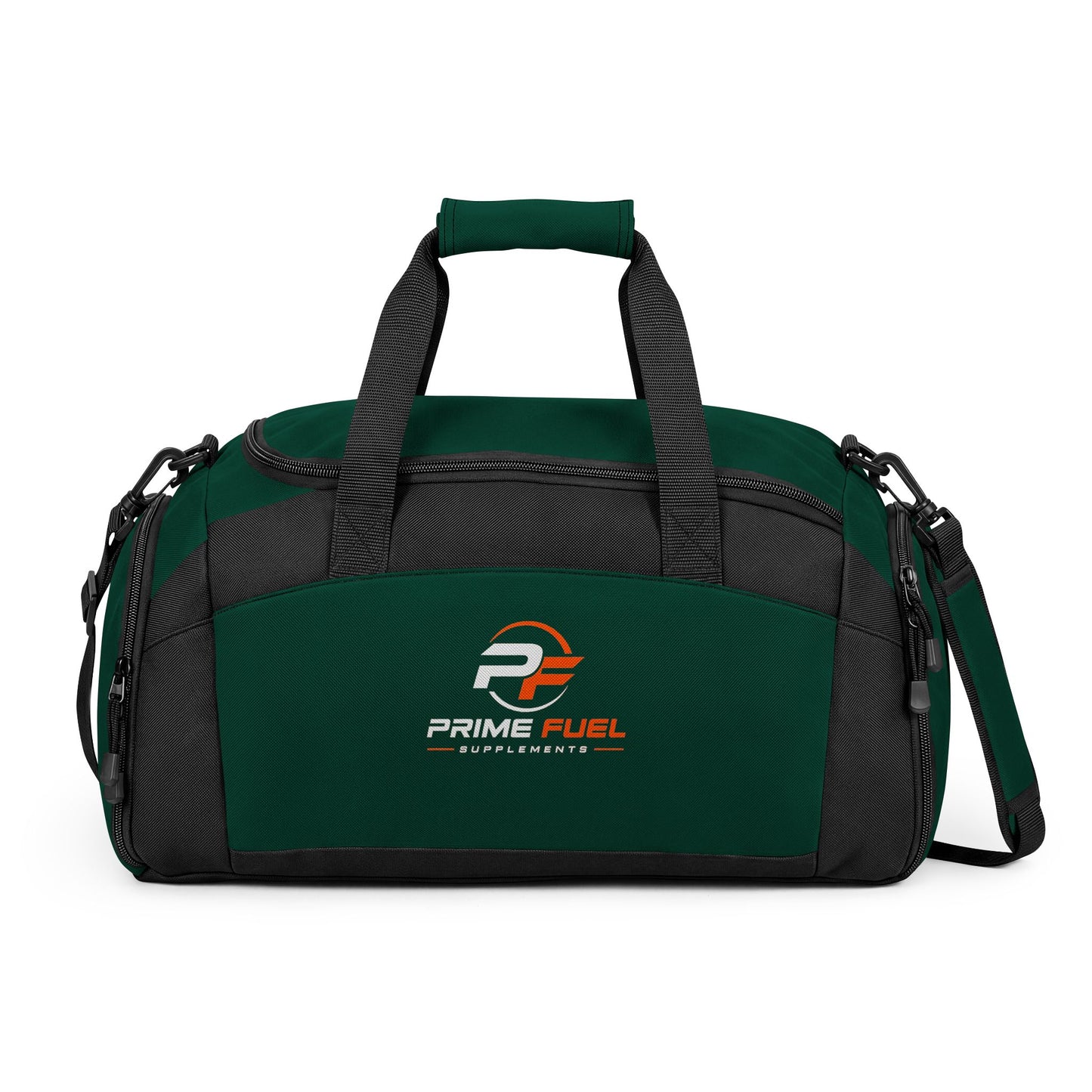 Prime Fuel Logo Gym Bag — Durable Workout Duffle with Side Pockets