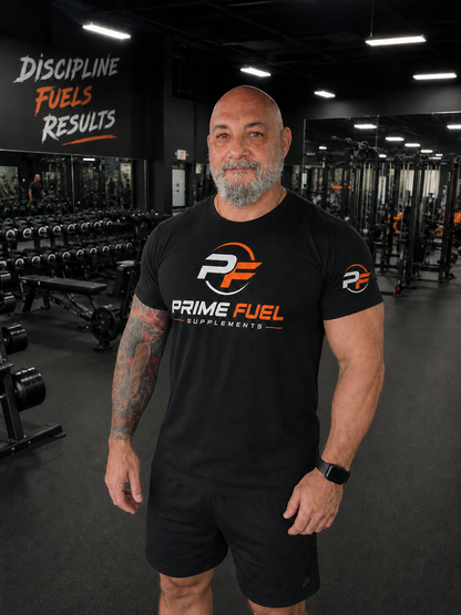 Prime Fuel Rashguard Tee — Athletic Performance Shirt with Bold Logo