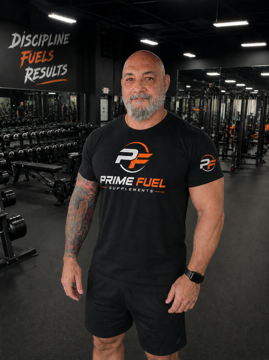Prime Fuel Rashguard Tee — Athletic Performance Shirt with Bold Logo